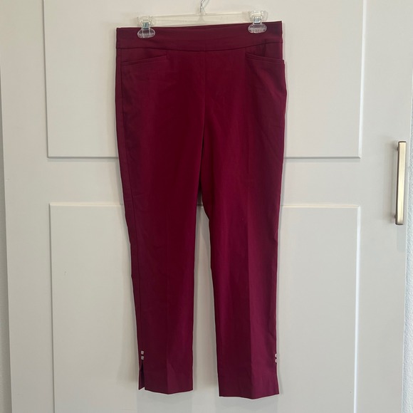 Chico's Women's Pants Size 0P (4P) Maroon Cropped Ankle Dress Career Trousers - Picture 1 of 6